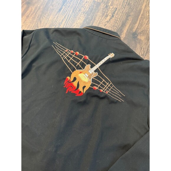 Scully Mens Western Shirt Black Guitar Music Embroidery Sz XL Romb Snap Button - Picture 11 of 12